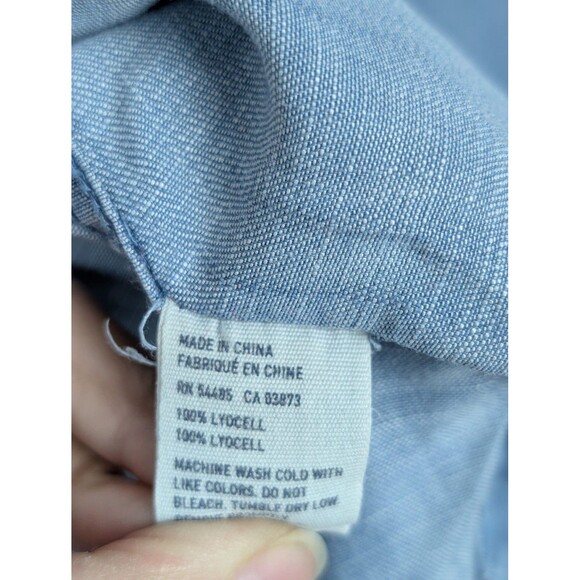 American Eagle Outfitters Shirt Small Blue Chambray Lyocell Button Front Mb - Picture 5 of 8